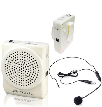 Porte voix amplificateur de voix avec micro serre tête haut