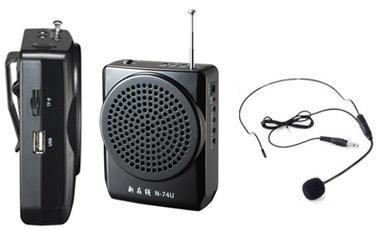Porte voix amplificateur de voix avec micro serre tête haut parleur micro